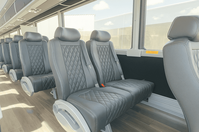 interior of Las Cruces Minibus Company charter bus